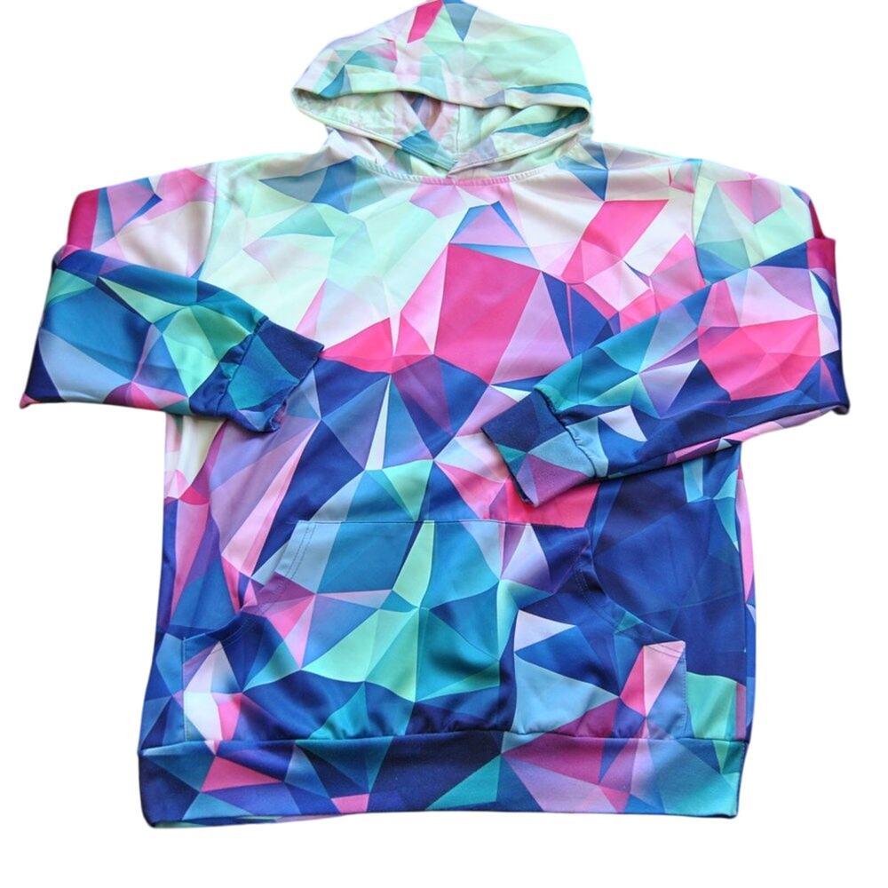 Laidipas Multi-Colored Geometric Design Hoodie w/ Front Pocket Medium